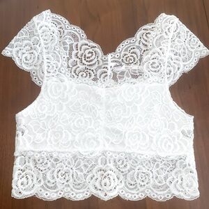 Intimately Free People Chase Me Lace Brami Bralette Cami Tank White Women’s XS